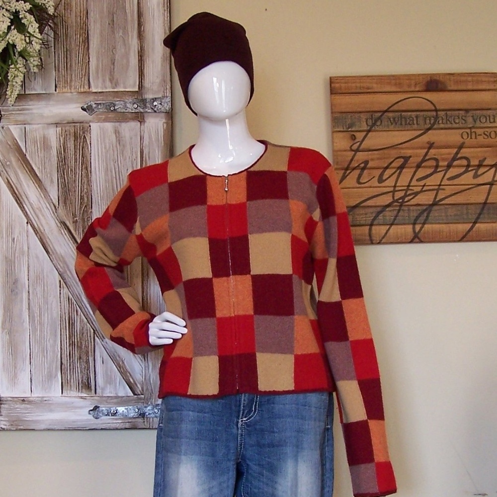 Checker Boxed Wool Sweater